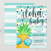 Aloha chá de fraldas do abacaxi do convite do chá