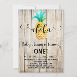 Aloha, convite à festa de aniversário hawaiana, ab