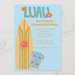Aloha convite do aniversário do conselho de surf