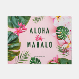 ALOHA E MAHALO - Rosa Verde - Tapete de Borracha p