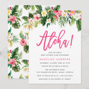 Aloha Floral Convite ao Chá de fraldas tropical