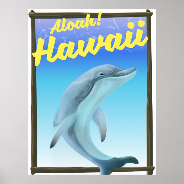 Aloha! Havaí! Poster de viagens de golfinho (Frente)