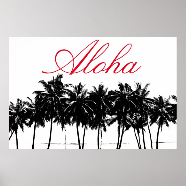 Aloha Hawaii Palm Trees Poster de viagens de Trópi (Frente)