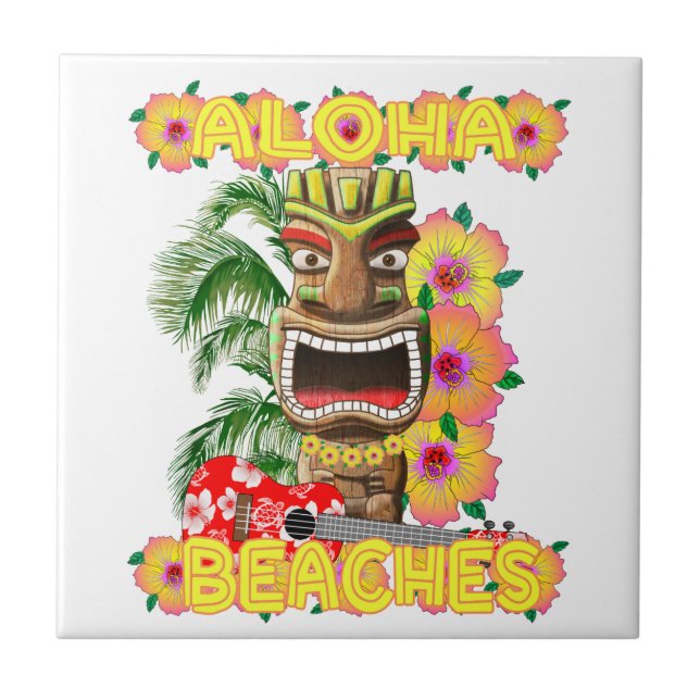 Aloha Hawaiian engraçado tropical Tiki das praias (Frente)