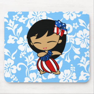 Aloha Honey Patriótica Hula Girl Mousepads