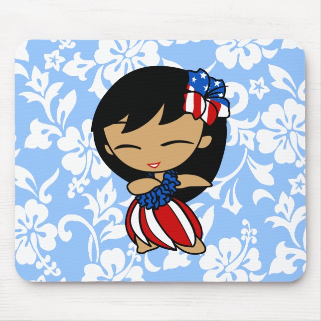 Aloha Honey Patriótica Hula Girl Mousepads (Frente)