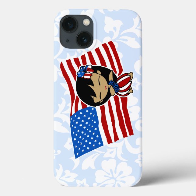 Aloha Honys USA Flag Hula Girl iPad Air Case (Verso)