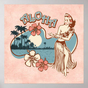 Aloha impressão da menina de Hula