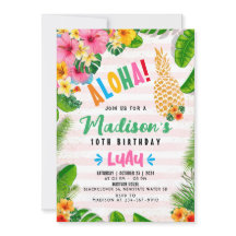 Aloha Pineapple 10º Convite de aniversário