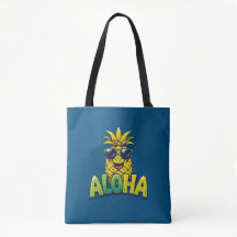 Aloha Pineapple Coleção Teal Shoulder Tote Bag