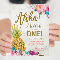 Aloha Pineapple Primeiro Convite de Aniversário