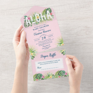 Aloha Pink Tropical Girl Chá de fraldas Raffle