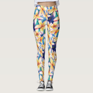 Aloha Plumeria Blossoms Yoga Calça Leggings