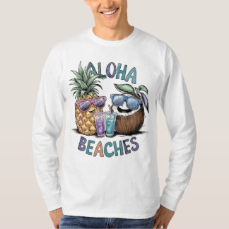 Aloha Praias Camiseta Básica de Capa Longa Masculi