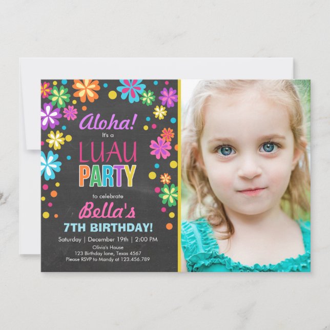 Aloha Tropical do convite de festas Luau (Frente)