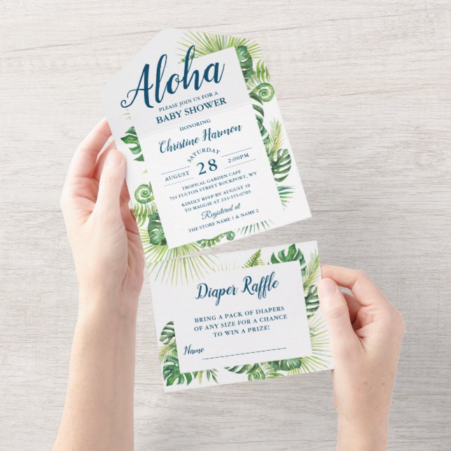 Aloha Tropical Greenery Fralda Raffle (Tearaway)