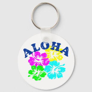 Aloha Vintage chaveiro Colorful Hawaiian Flowers