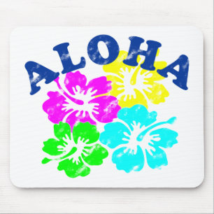 Aloha Vintage Flores De Mouse Pad Flores Havaianas