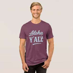 Aloha Y'all Havaí Texas Dito Engraçado Texto Azul