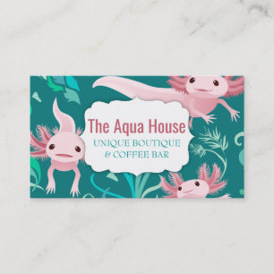 Alotta Pink Axolotls em Cartão de visita de Teal
