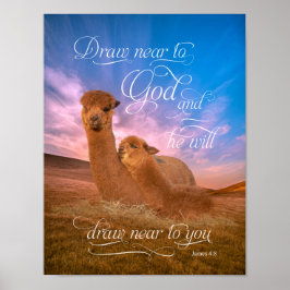Alpaca Bíblia Versa Desenhar Perto de Deus Poster