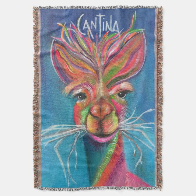 alpaca Cantina algodão lança cobertor (Frente Vertical)