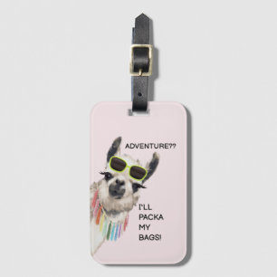 Alpaca engraçada da etiqueta de bagagem