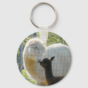 Alpaca Kiss Button Chaveiro