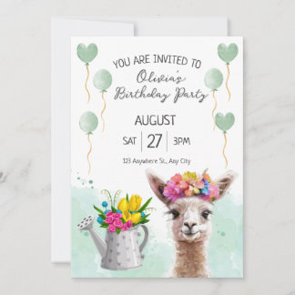 Alpaca llama Kid Birthday | Convite para chás de f