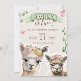 Alpaca llama Kid Birthday | Convite para chás de f