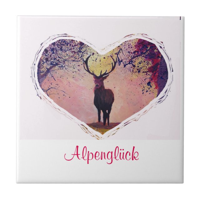 Alpenglück Hirsch Glasuntersetzer (Frente)