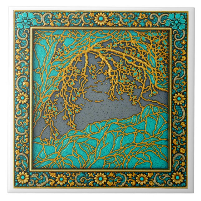 Alpes Franceses  Ouro , Prata Turquesa  Azulejo (Frente)