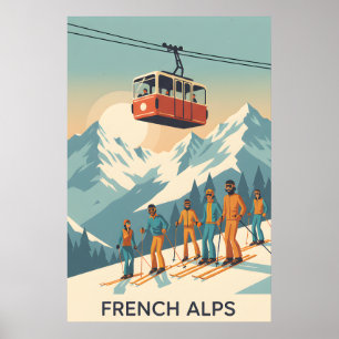 Alpes Franceses Retro: Poster de Viagens vintage d