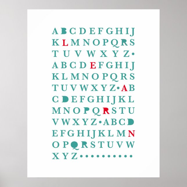 Alphabet Learn Letter Modern Typography ABC Poster (Frente)