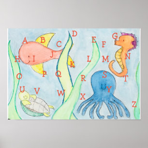 Alphabet Sea Creatures Poster