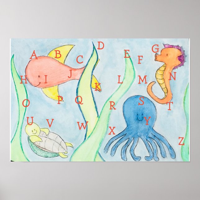 Alphabet Sea Creatures Poster (Frente)