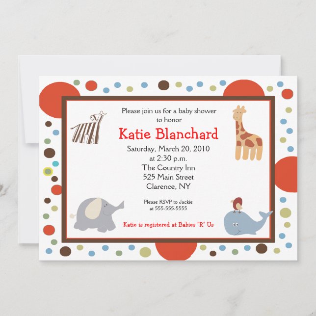 Alphabet Soup Dots 5x7 Convite para Chá de fraldas (Frente)