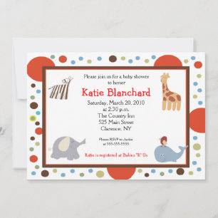 Alphabet Soup Dots 5x7 Convite para Chá de fraldas