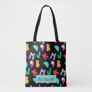 Alphabets Tote Bag de Crianças Personalizadas