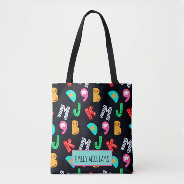 Alphabets Tote Bag de Crianças Personalizadas (Frente)