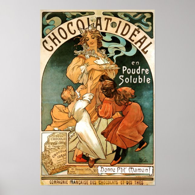 Alphonse (Alfons) Mucha Chocolat Ideal Poster (Frente)