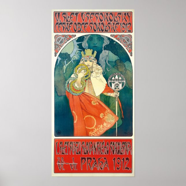 Alphonse Mucha 6 Sokol Festival, Poster de 1912 (Frente)