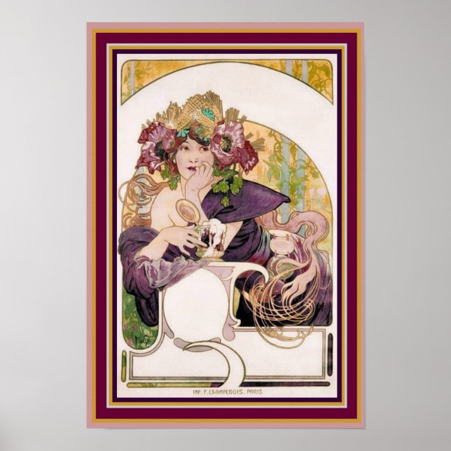 Alphonse Mucha Ad Poster - Chocolat Ideal 13 x 19 (Frente)