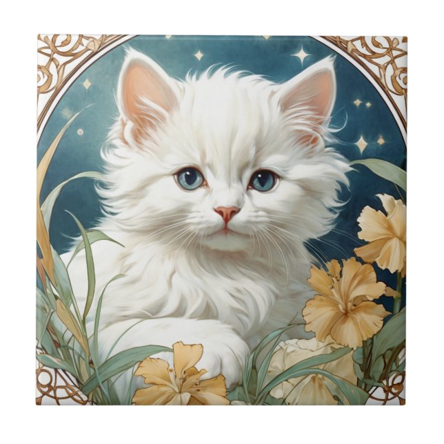 Alphonse Mucha Art Nouveau Kitten (Frente)
