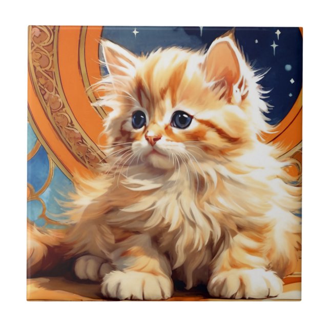 Alphonse Mucha Art Nouveau Orange Cat (Frente)