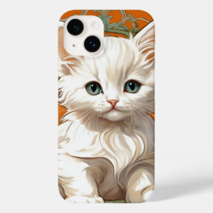 Alphonse Mucha Art Nouveau White Kitten