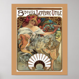 Alphonse Mucha Biscuits Cookies Vintage Ad Poster