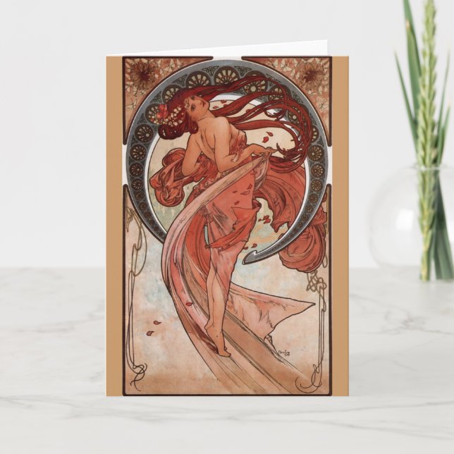 Alphonse Mucha, Cartão de Saudação "Dança" Art Nou (Frente)