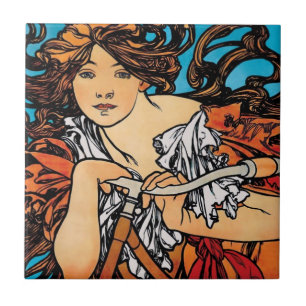 Alphonse Mucha - Cycles Perfecta Arte Novo Retrô