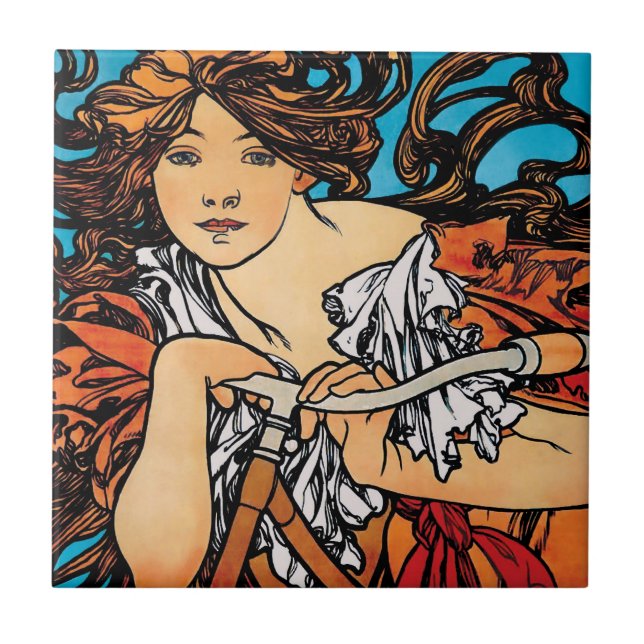 Alphonse Mucha - Cycles Perfecta Arte Novo Retrô (Frente)